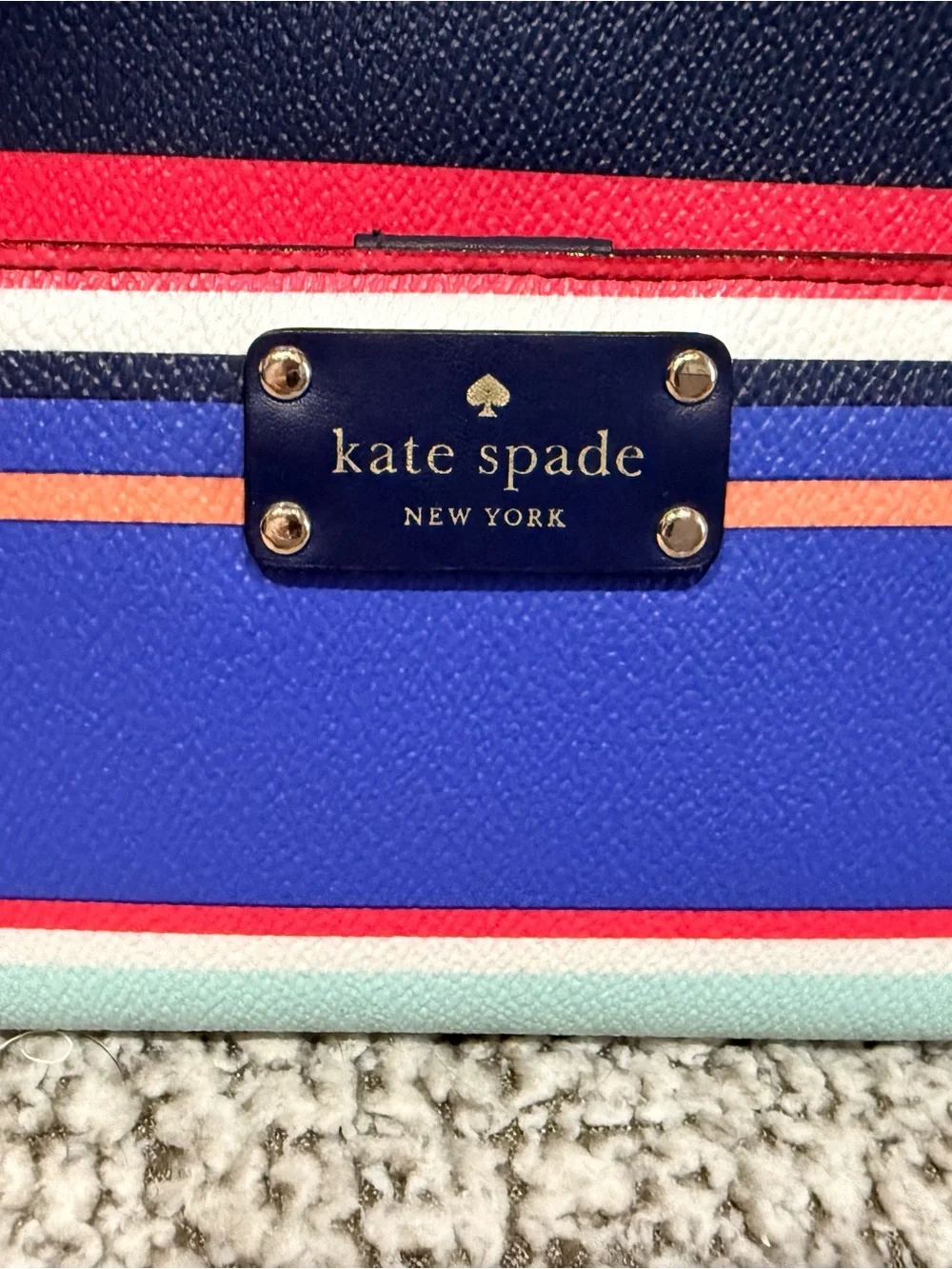 Kate Spade Wellesley Striped Mini Tote + Matching Wallet Set — Navy Multicolor